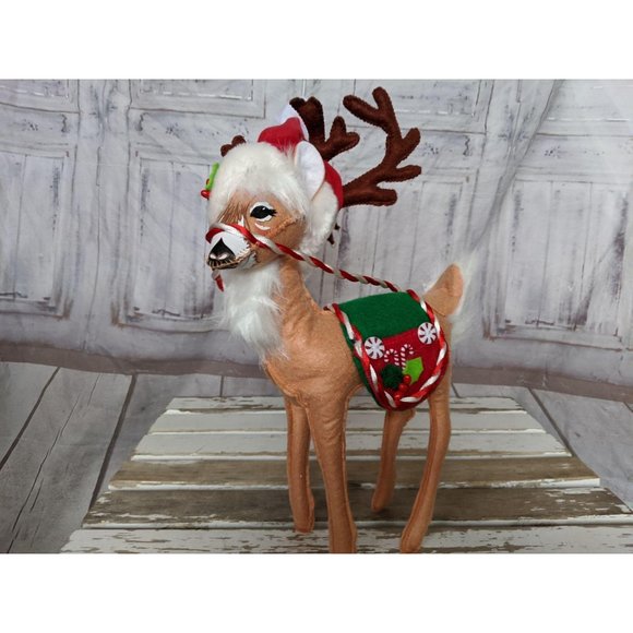 Annalee 2007 Candy Cane Peppermint Reindeer Doll A - Picture 1 of 8